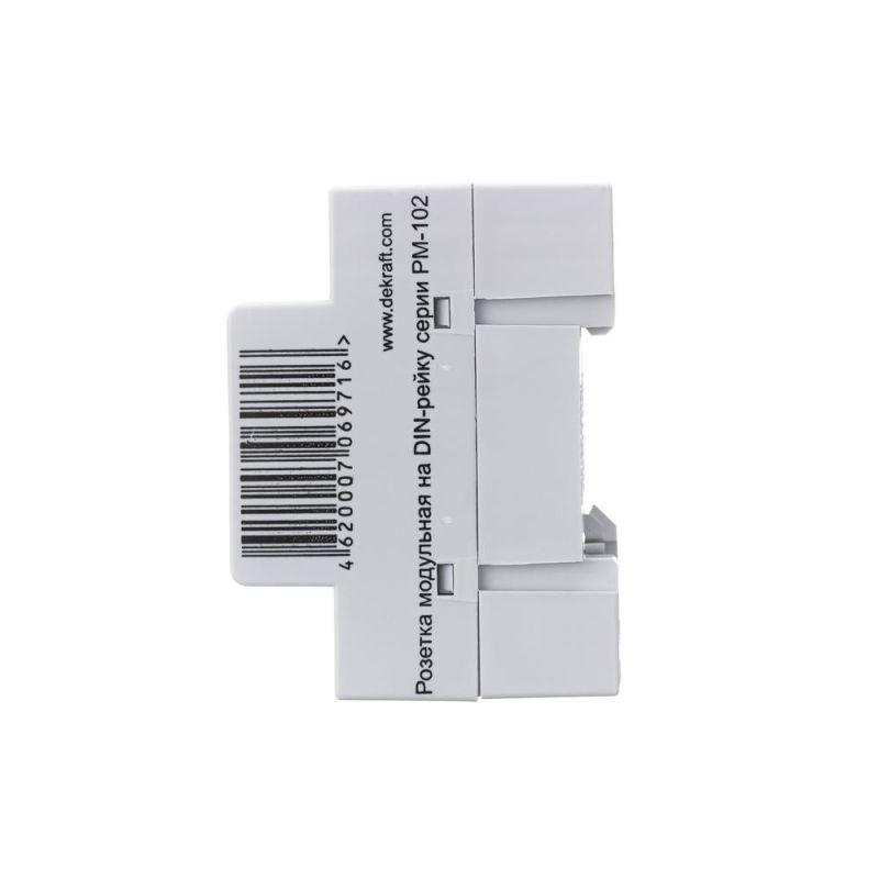 Розетка модульная РМ-102 16А 220В 2P+PEN на DIN-рейку DEKraft 18012DEK