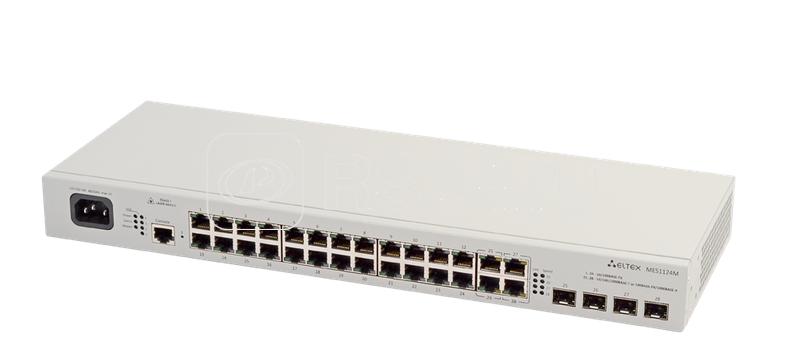 Коммутатор Ethernet 24 порта 10/100 Base-T 4 порта 10/100/1000 Base-T/1000Base-X (SFP) L2 48В DC ELTEX MES1124M_DC