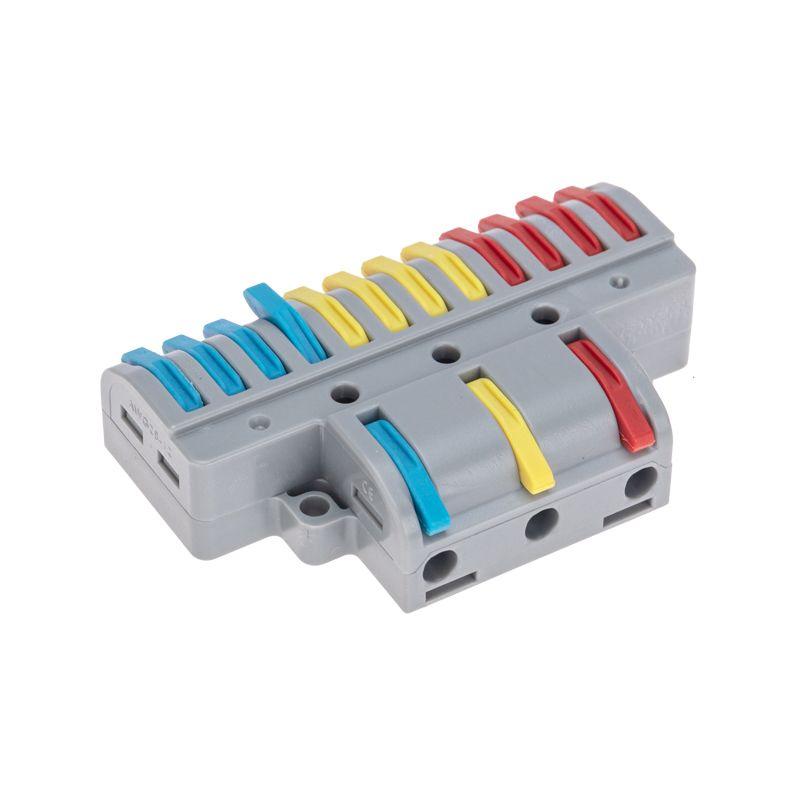 Клемма проходная разветвительная СМК 3х4 3п с монтажн. площадкой (1 ввод 4 вывода на полюс) (блист.4шт) Rexant 07-5248-4