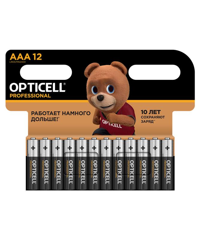 Элемент питания алкалиновый AAA/LR03 (блист. 12шт) Professional Opticell 5052006/6052006
