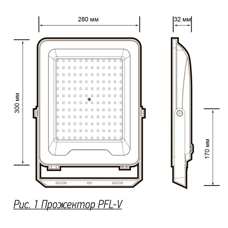 Прожектор светодиодный PFL-V 200Вт 6500К IP65 ДО Pro JazzWay 5039797