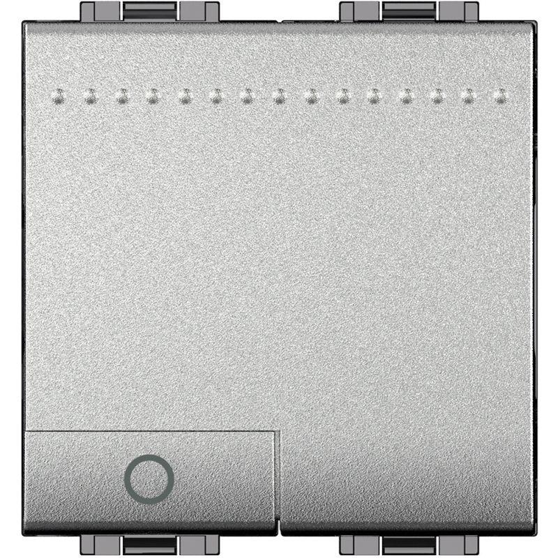 Кнопка (NO) с символом "Лампа" 2мод. LivingLight алюм. Leg BTC NT4043M2N