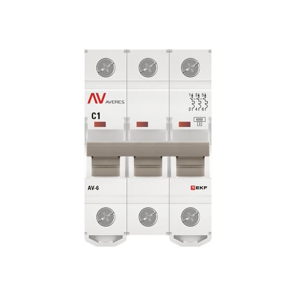 Выключатель автоматический модульный 3п C 1А 6кА AV-6 AVERES EKF mcb6-3-01C-av