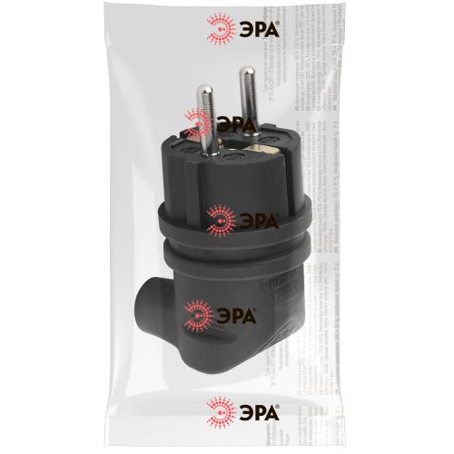 Вилка каучуковая с заземл. 90град 16А IP44 черн. V9-B-IP44 ЭРА Б0044542