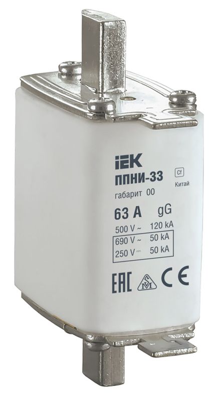 Вставка плавкая ППНИ-33 63А габарит 00 IEK DPP10-063