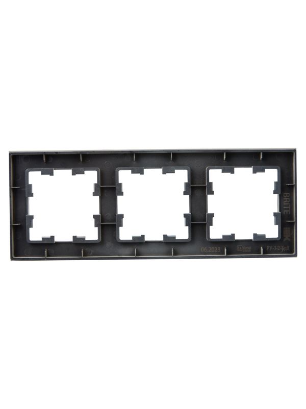 Рамка 3-м BRITE РУ-3-2-БрД стекло дым. IEK BR-M32-G-K30