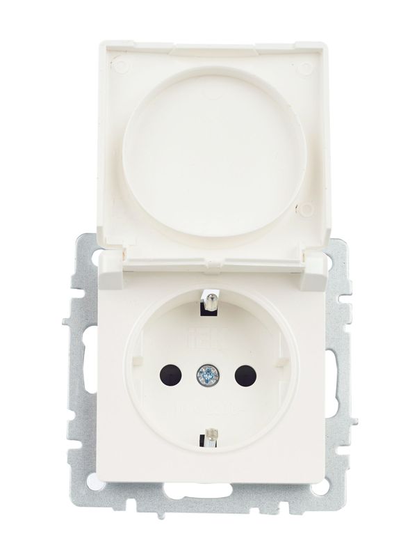 Розетка BRITE РСбш10-3-БрЖ 16А IP20 с заземл. защ. шторки с крышкой механизм жемчуж. IEK BR-R16-16-K36