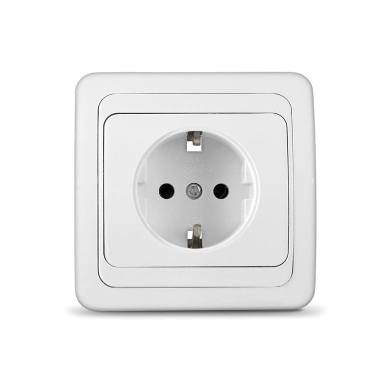 Розетка 1-м СП Валери 16А IP20 с заземл. бел. UNIVersal В0028