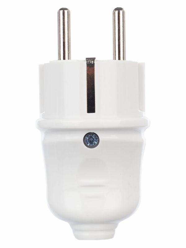 Вилка прямая ВПп10-01-Ст разборная с заземл. контактом 16А бел. IEK EVP10-16-01-K01