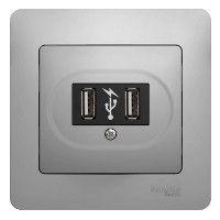 Розетка USB 1-м СП Glossa механизм алюм. SchE GSL000332