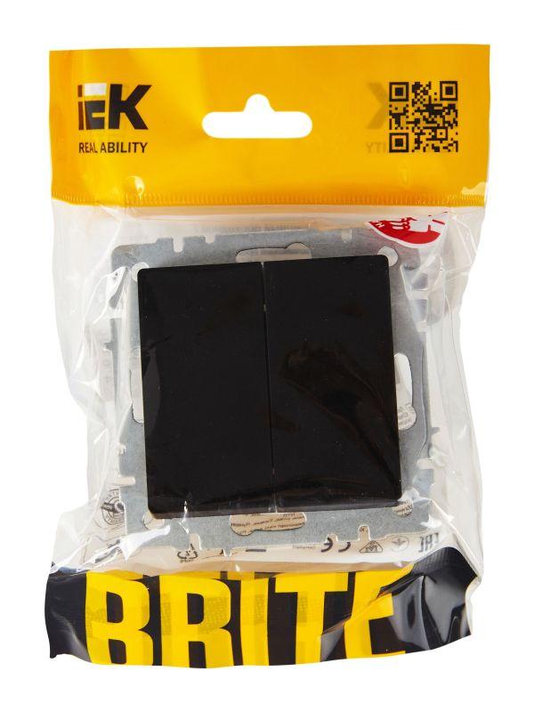 Выключатель проходной 2-кл. СП BRITE ВС10-2-6-БрЧ 10А механизм черн. IEK BR-V22-0-10-K02