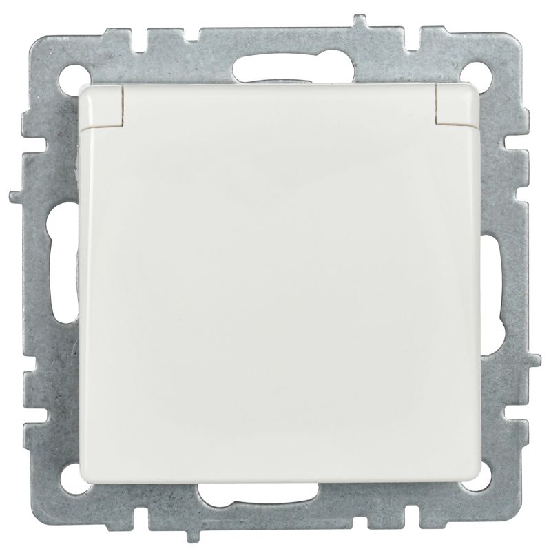Розетка BRITE РСбш10-3-БрБ 16А IP20 с заземл. защ. шторки с крышкой механизм бел. IEK BR-R16-16-K01