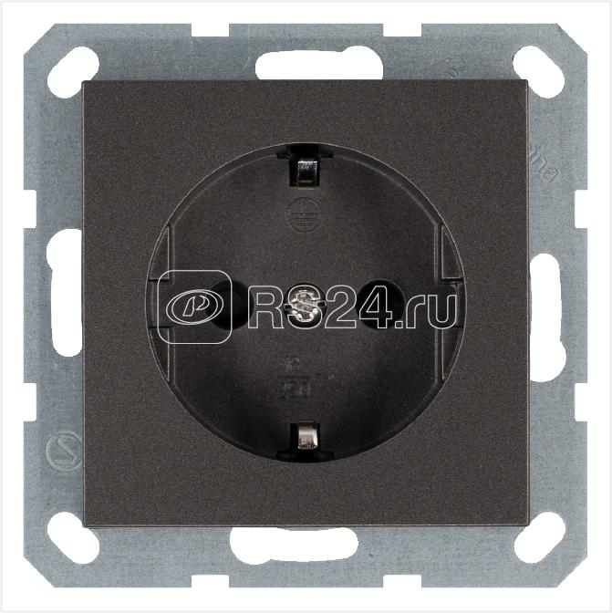 Розетка 1-м Shuko 16А IP20 с заземл. защ. шторки механизм мокко Jasmart G5501Z