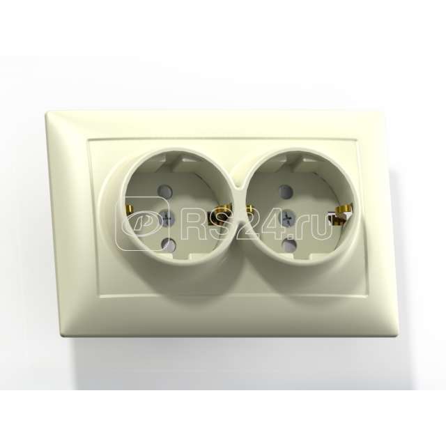 Розетка 2-м СП Селена РС16-401 защ. шторки с заземл. сл. кость Кунцево 8152