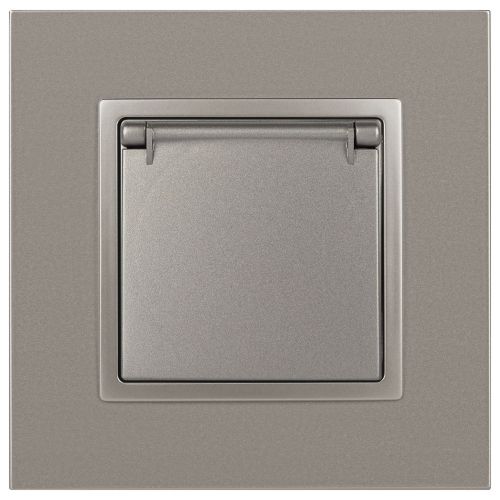 Розетка Elegance 14-2103-16 16А 250В 2P+E Schuko защ. шторки с крышкой титан Эра Б0065811