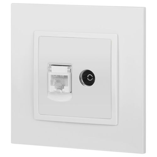 Розетка компьютерная + телевизионная 2-м Elegance 14-3110-01 RJ45 + TV IP20 механизм бел. Эра Б0034314