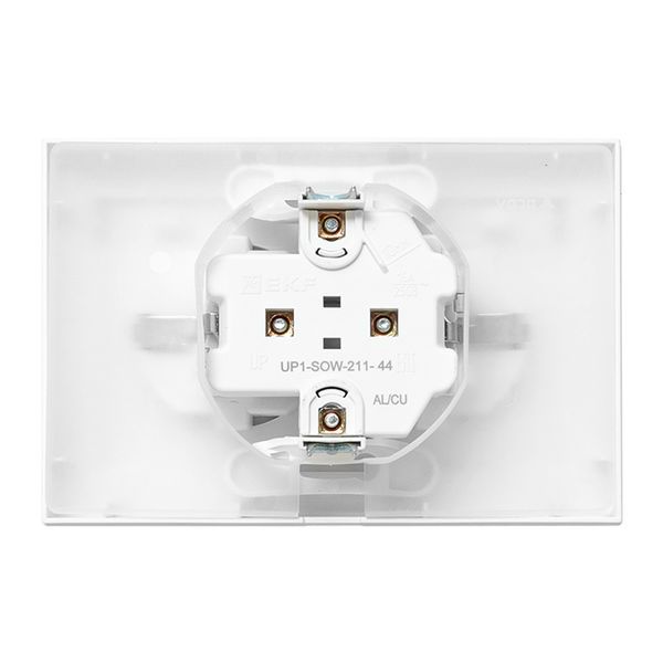 Розетка 2-м СП Эпика 16А IP44 с заземл. защ. шторки с рамкой с крышками механизм бел. EKF UP1-SOW-211-44