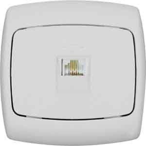 Розетка телефонная 1-м СП Рондо RJ11 бел. SchE RT-4S-BI (РТ-4С-би)