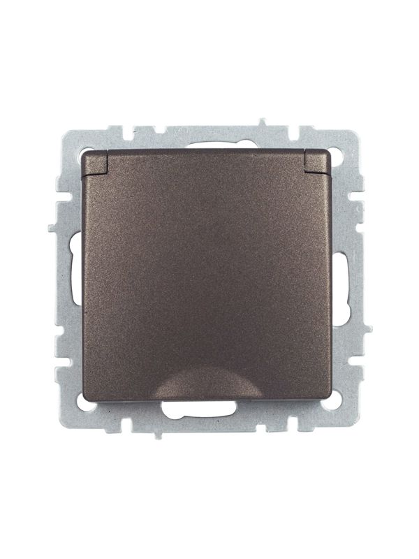 Розетка BRITE РСбш10-3-БрТБ 16А IP20 с заземл. защ. шторки с крышкой механизм бронза IEK BR-R16-16-K45