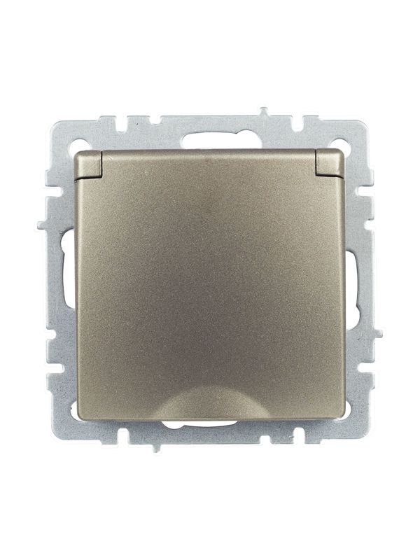 Розетка BRITE РСбш10-3-БрШ 16А IP20 с заземл. защ. шторки с крышкой механизм шампань IEK BR-R16-16-K37