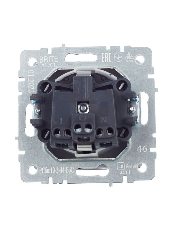 Розетка BRITE РСбш10-3-44-БрС 16А IP44 с заземл. защ. шторки с крышкой механизм сталь IEK BR-R16-16-44-K46