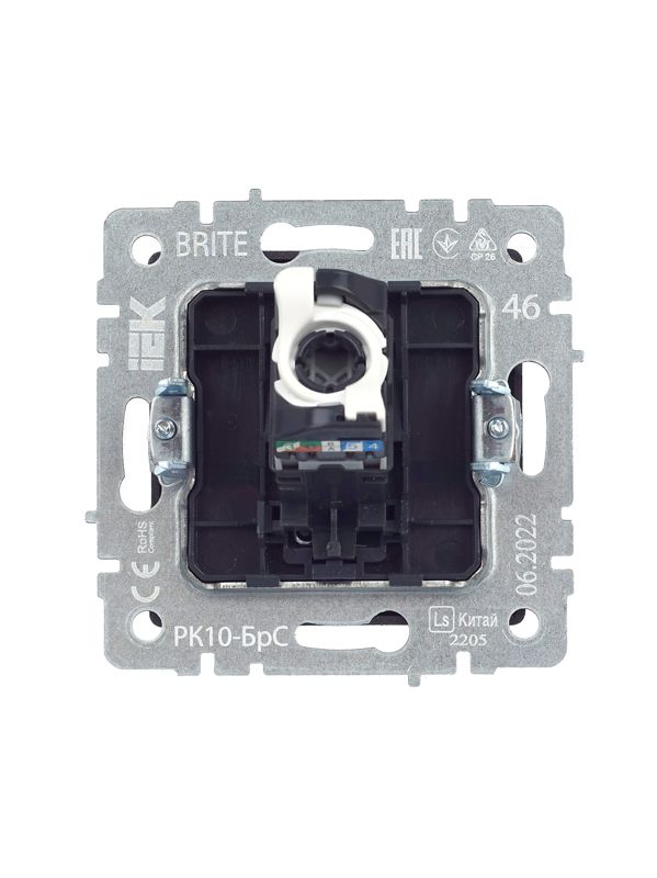 Розетка компьютерная СП RJ45 кат.5E BRITE РК10-БрС механизм сталь IEK BR-K10-1-K46