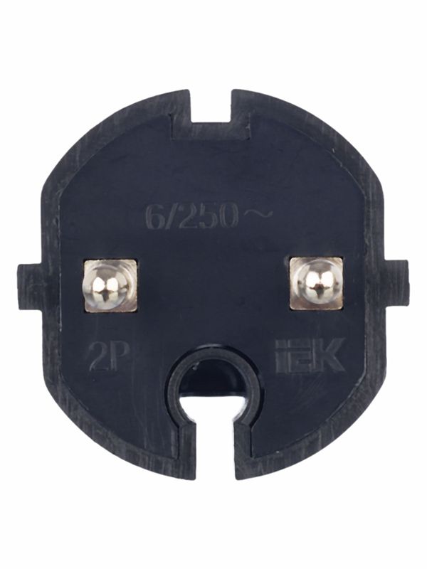 Вилка прямая ВПп20-02-Ст разборная без заземл. контакта 6А черн. IEK EVP20-06-01-K02