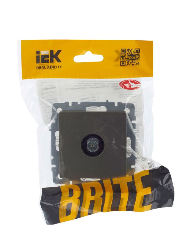 Розетка телевизионная оконечная TV СП Brite РТВ11-0-БрШ механизм шампань IEK BR-A10-O-K37