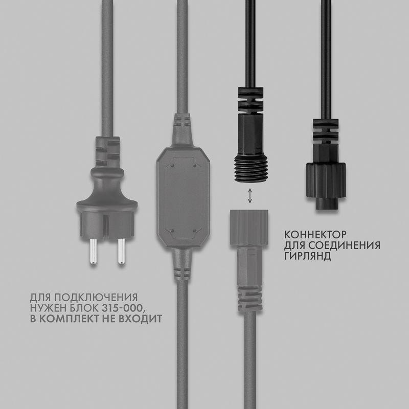 Гирлянда светодиодная "Айсикл" (бахрома) 4х0.6м 128LED бел. 10Вт 230В IP67 эффект мерцания провод каучук черн. (нужен шнур питания 315-000) Neon-Night 255-235