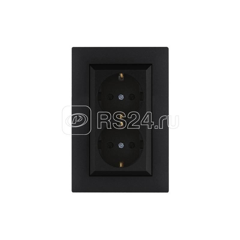 Розетка 2-я Karea RIZZ STAR с заземл. чер. Makel 88054082