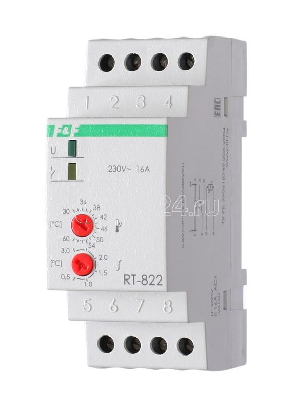 Терморегулятор RT-822 (от +30 до +60град.C) на шину DIN с датчиком RT на проводе 16А DEVI 140R1082R