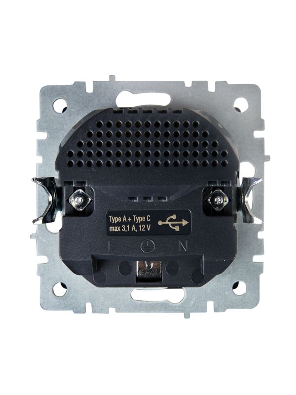 Розетка BRITE РЮш11-1-БрШ 16А с USB A+C 18Вт с заземл. защ. шторки механизм шампань IEK BR-R14-16-U22-018-K37