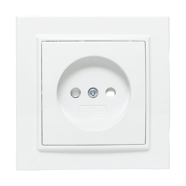 Розетка 1-м СП Минск 10А IP20 без заземл. защ. шторки бел. Basic EKF ERR10-022-100