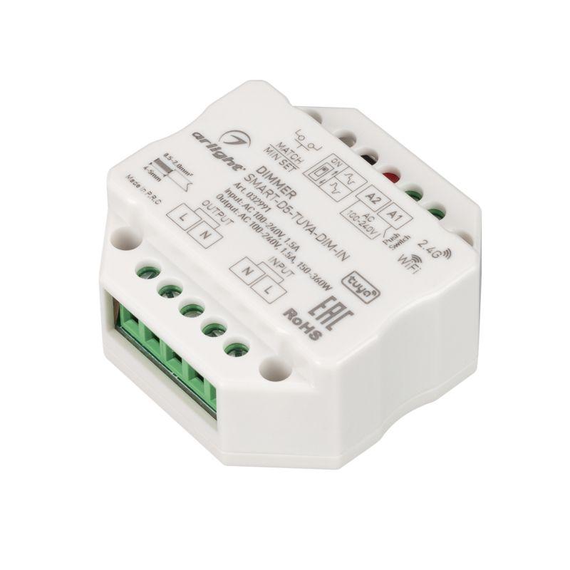 Диммер SMART-D5-TUYA-DIM-IN (230В 1.5А TRIAC WiFi 2.4G) (IP20 пластик) Arlight 032991