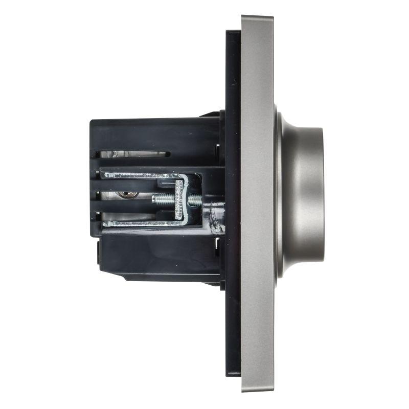 Светорегулятор поворотно-нажимной СП FORTE&PIANO 600Вт FP554 сталь IEK FP-D20-0600-K46