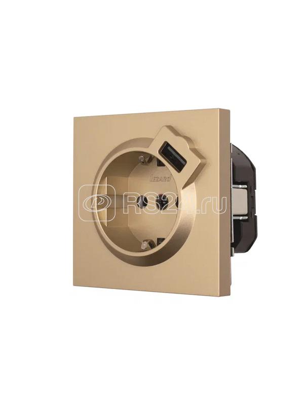Розетка 1-мест. с/з+USB разъем СП ZIMA IP20 зол. LEZARD 704-3688-181