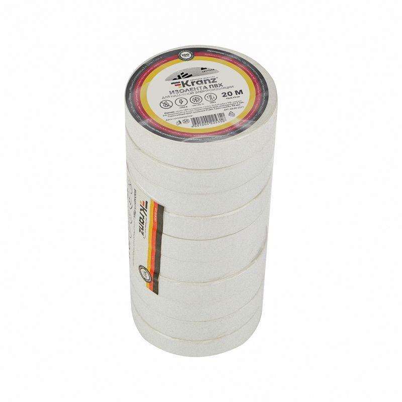 Изолента ПВХ 0.13х15мм 20м бел. Kranz KR-09-2601