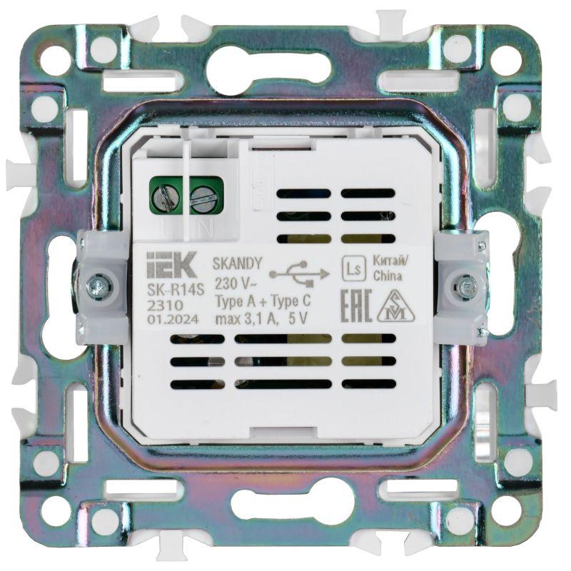 Розетка USB A+C 18Вт SKANDY SK-R13N никель IEK SK-U22-018-K50