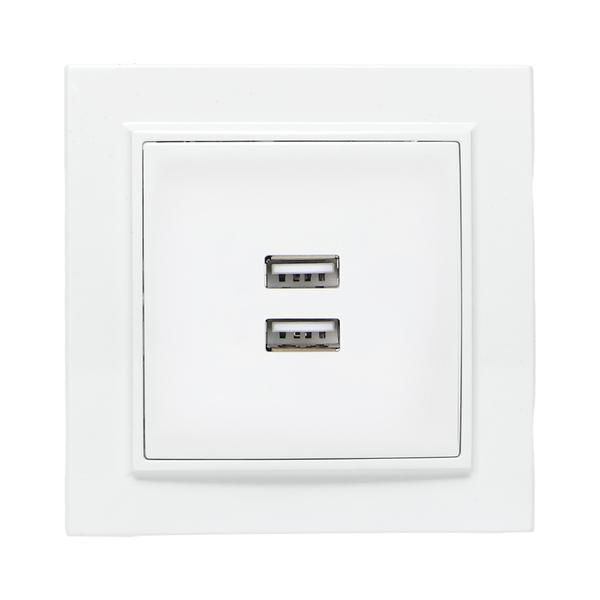 Розетка USB 2-м СП Минск 2.1А бел. EKF ERR-2USB-100