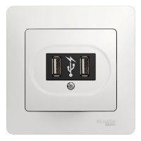 Розетка USB 1-м СП Glossa механизм бел. SchE GSL000132
