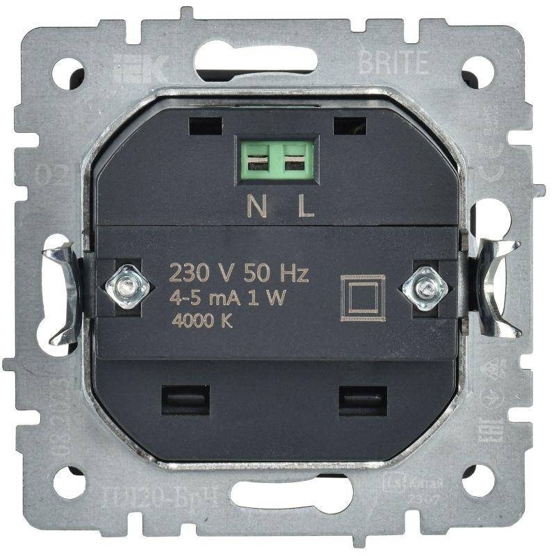 Подсветка светодиодная BRITE встраив. ПЛ20-БрЧ механизм черн. IEK BR-FL20-K02
